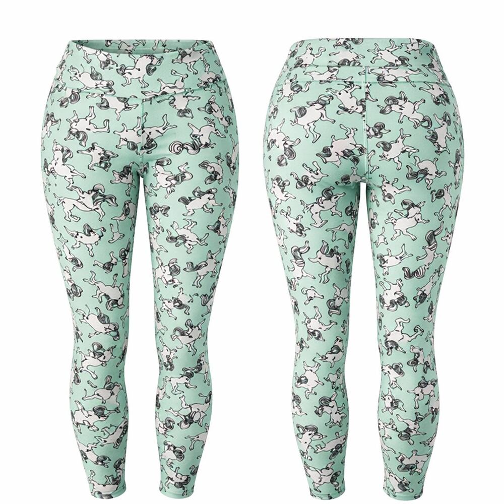 Mint Green Unicorn Print Leggings Tall Curvy Soft Stretch Lounge Soft Cute